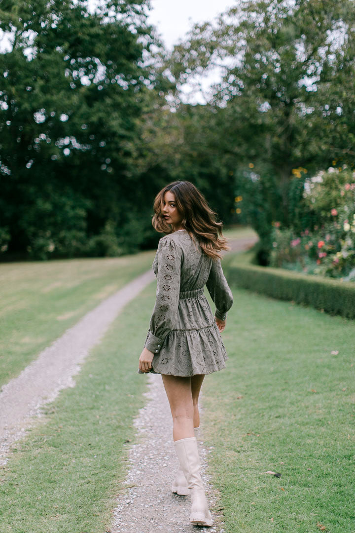 Luna Dress - Khaki Lace