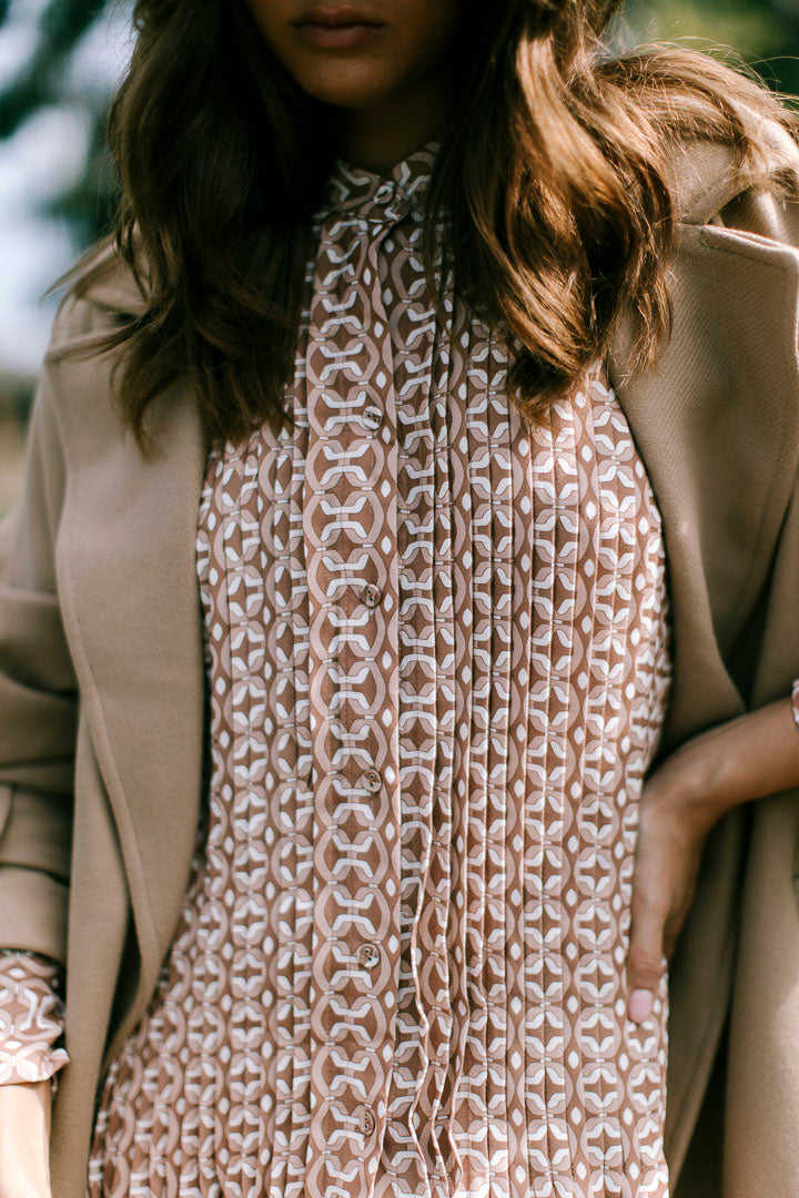 Onora Dress - Brown Geo
