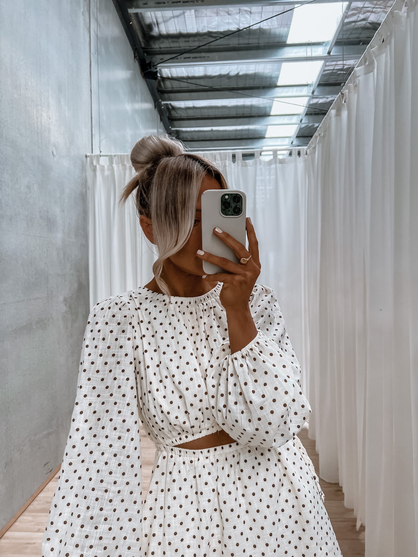Paycie Dress - Cream / Chocolate Spot