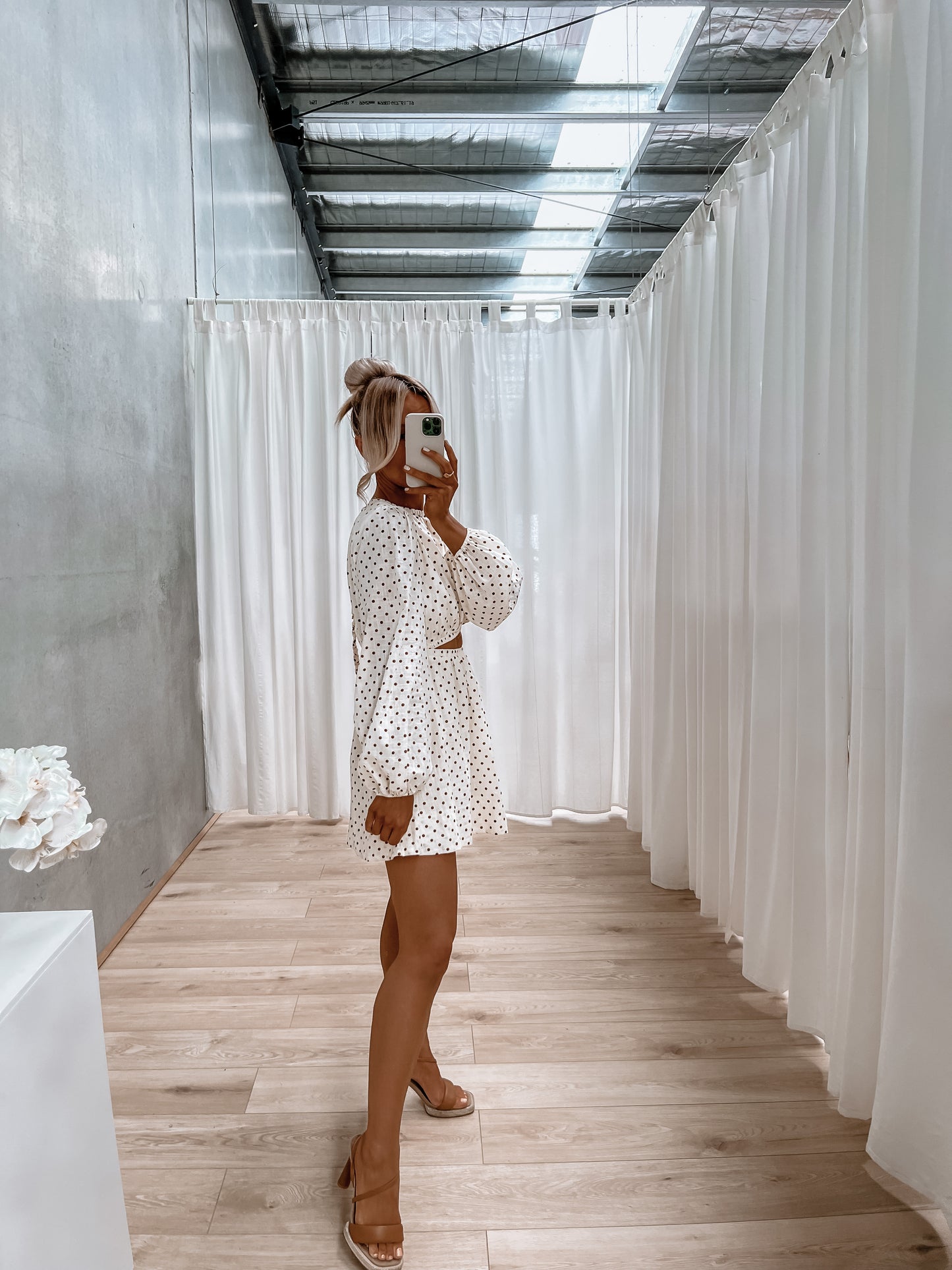 Paycie Dress - Cream / Chocolate Spot