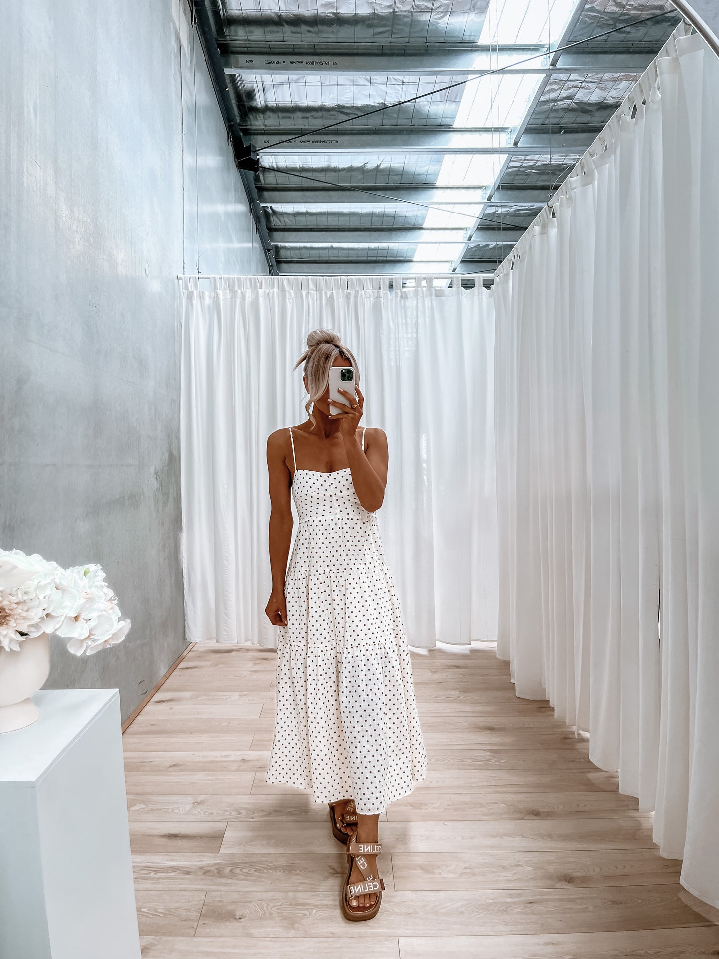 Kathryn Dress - Cream / Chocolate Spot