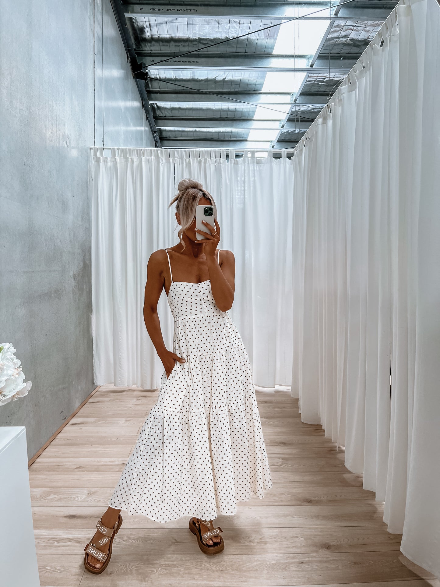 Kathryn Dress - Cream / Chocolate Spot