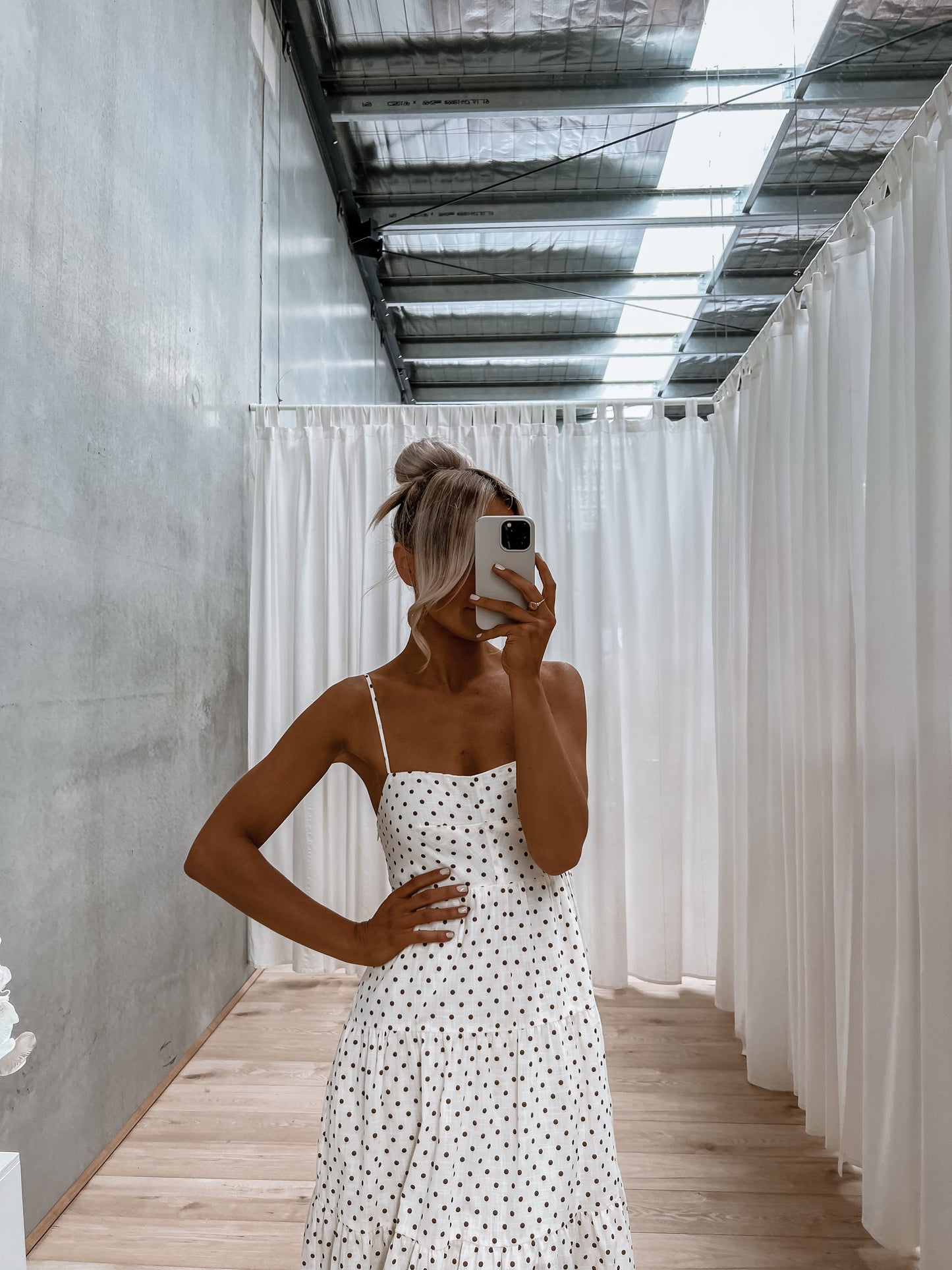 Kathryn Dress - Cream / Chocolate Spot