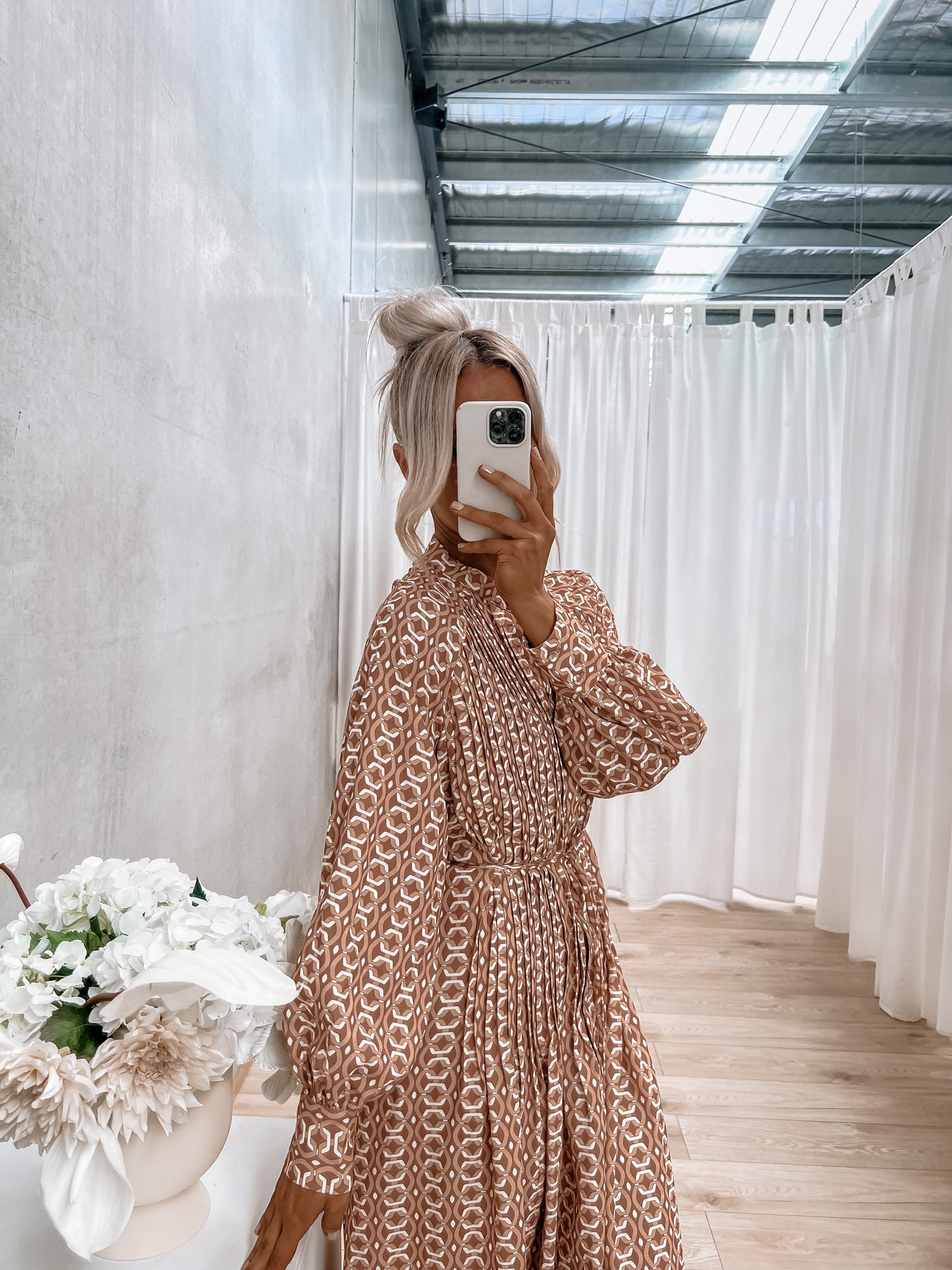 Onora Dress - Brown Geo