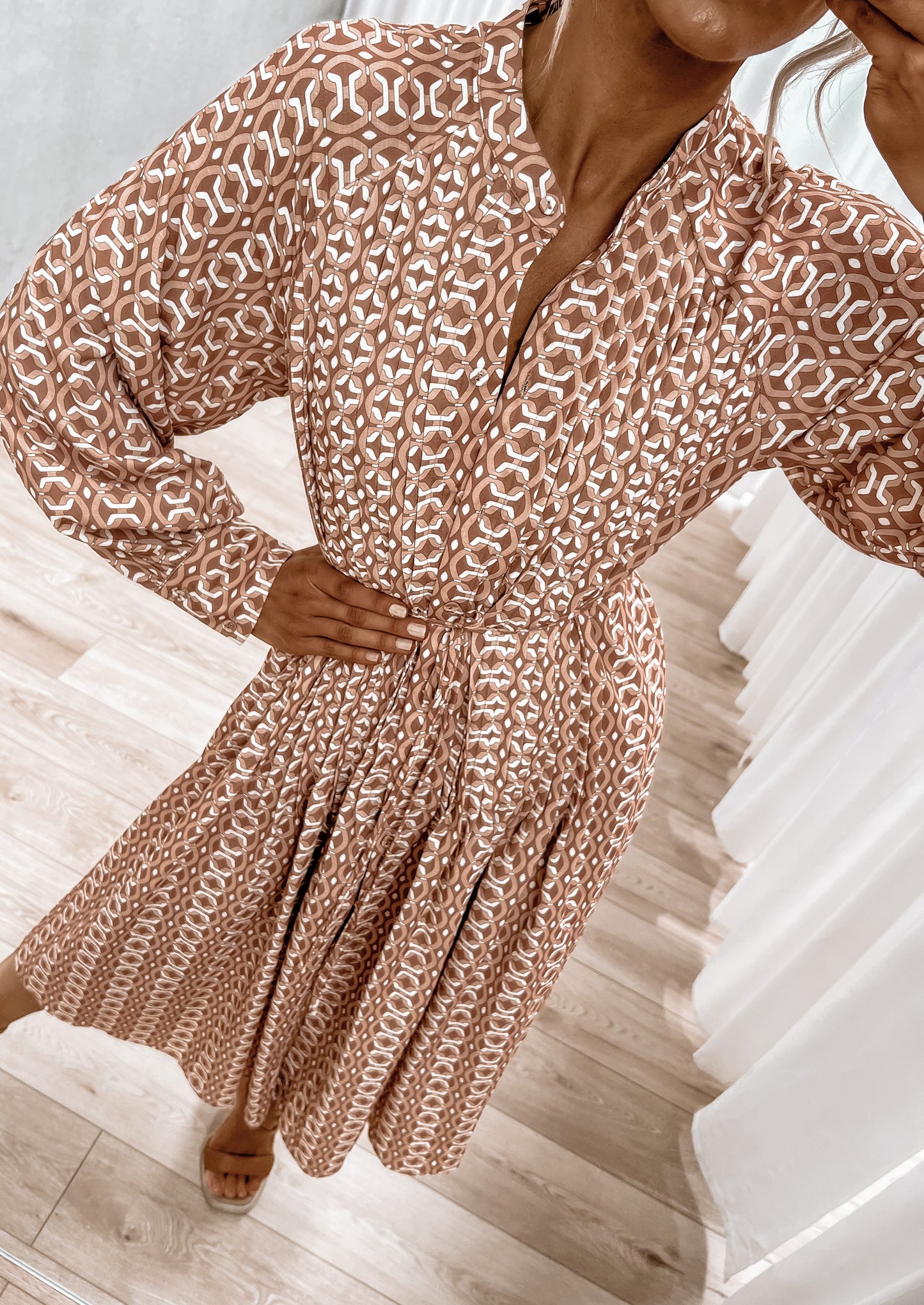 Onora Dress - Brown Geo