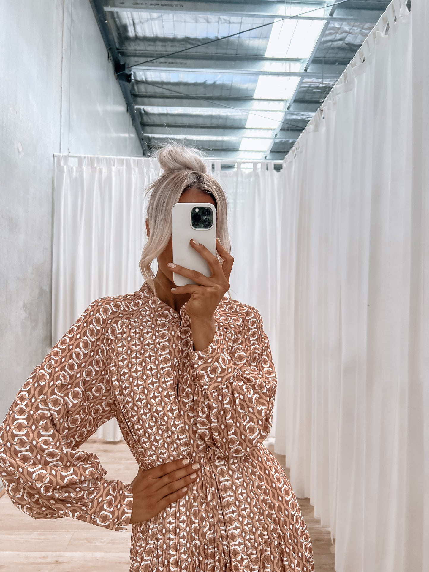 Onora Dress - Brown Geo