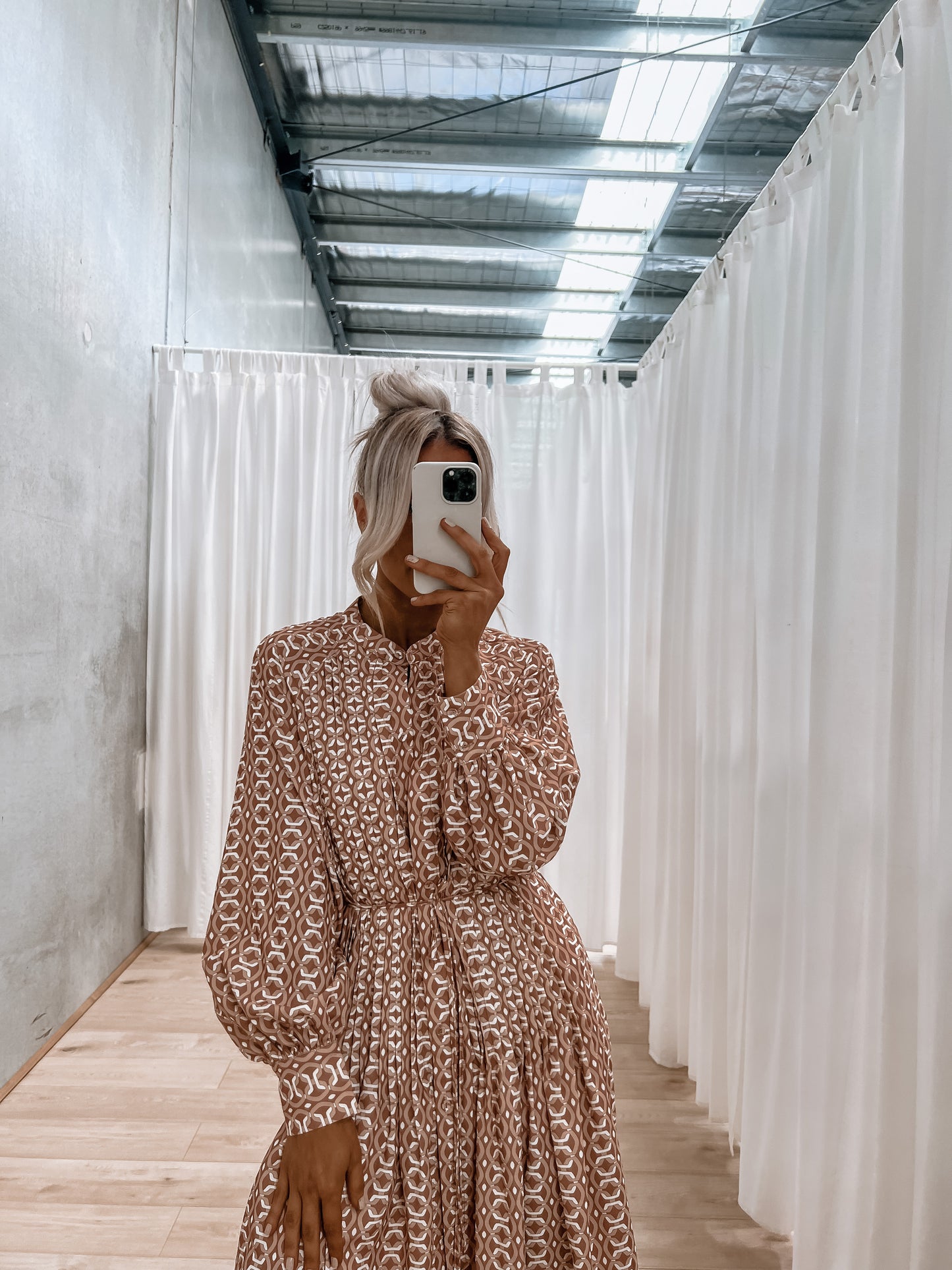 Onora Dress - Brown Geo