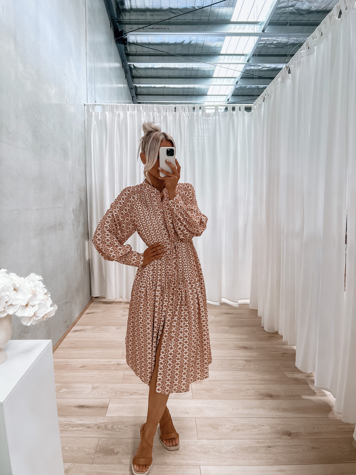 Onora Dress - Brown Geo