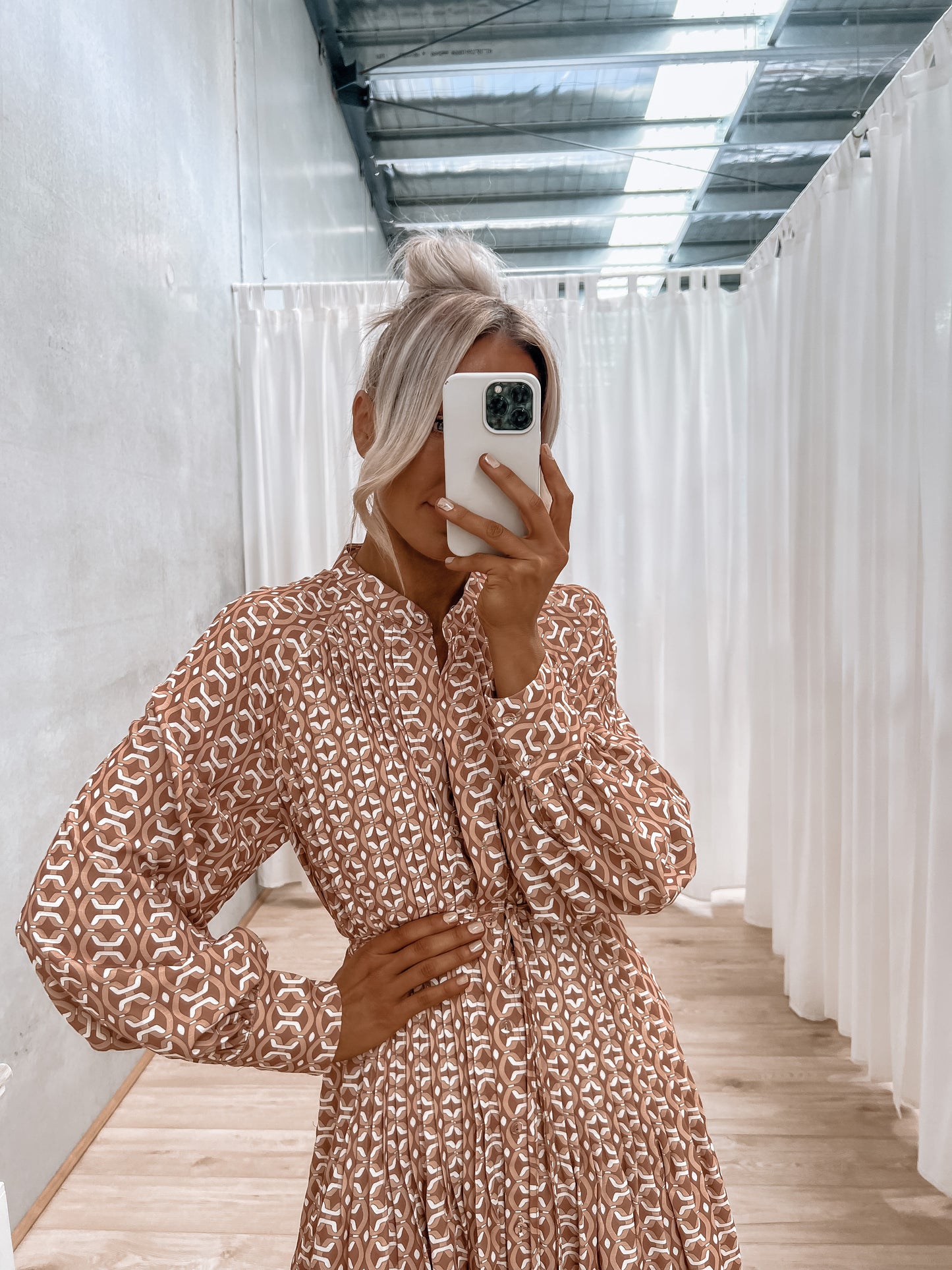Onora Dress - Brown Geo