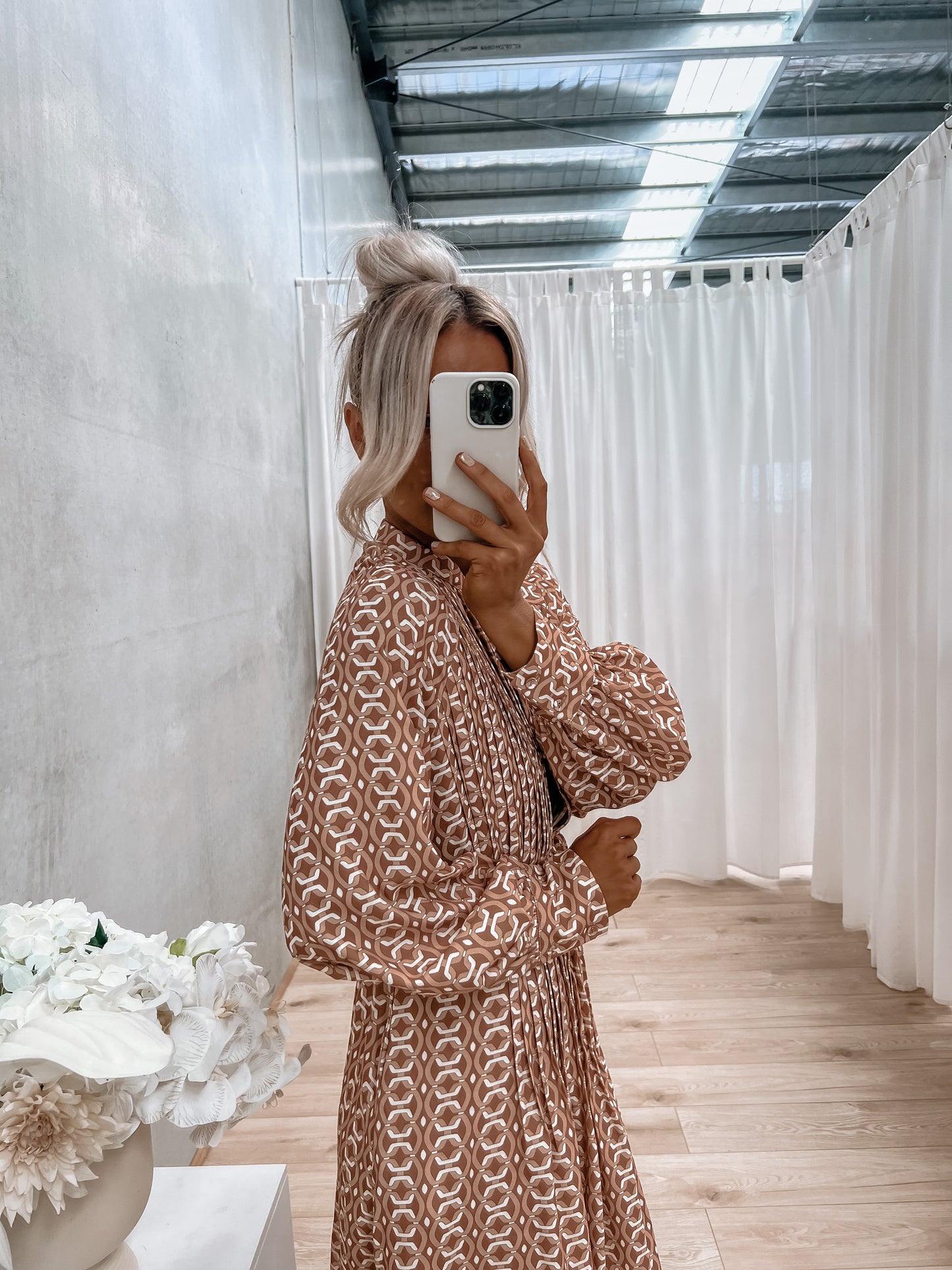Onora Dress - Brown Geo