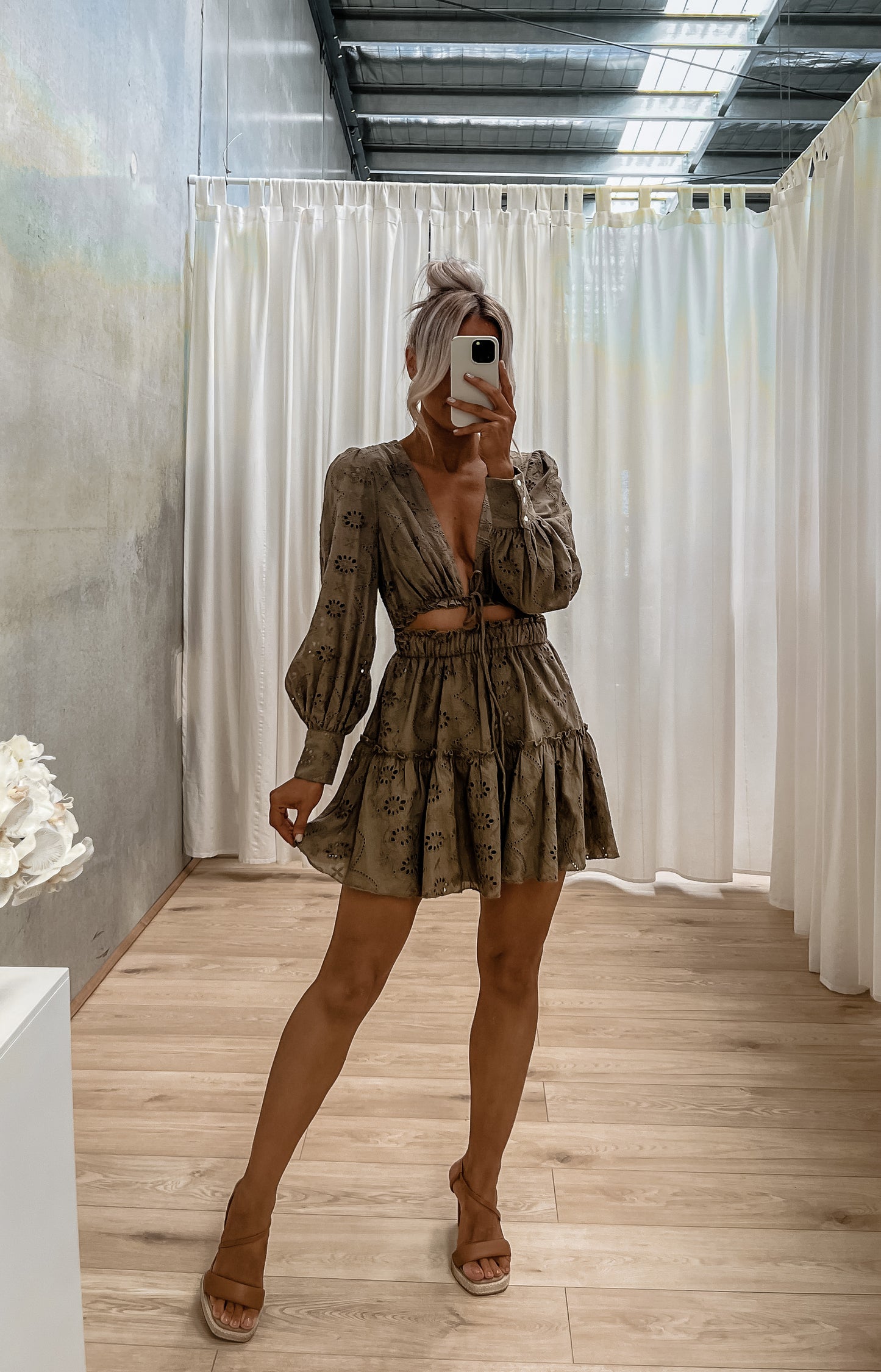 Luna Dress - Khaki Lace