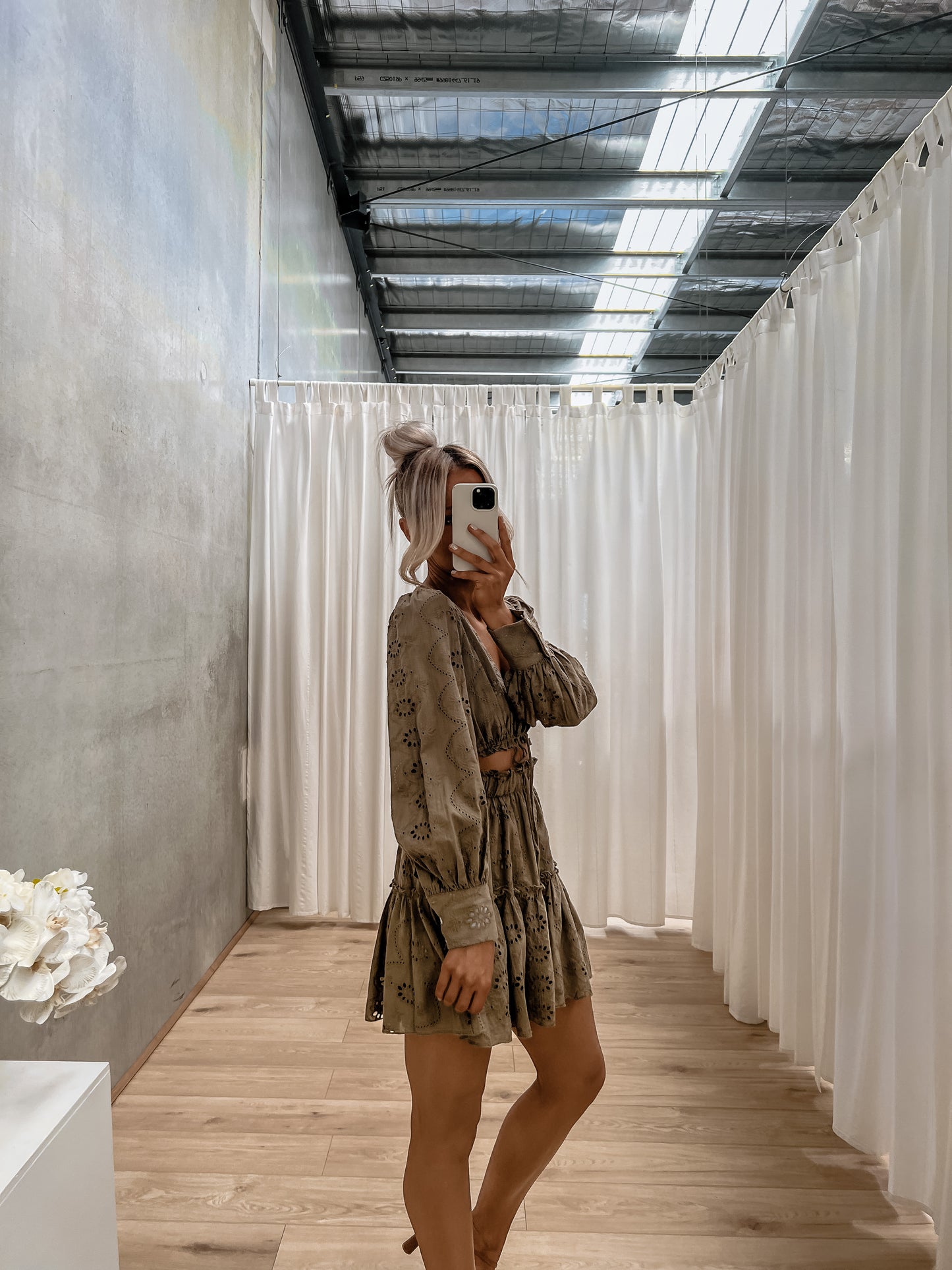 Luna Dress - Khaki Lace