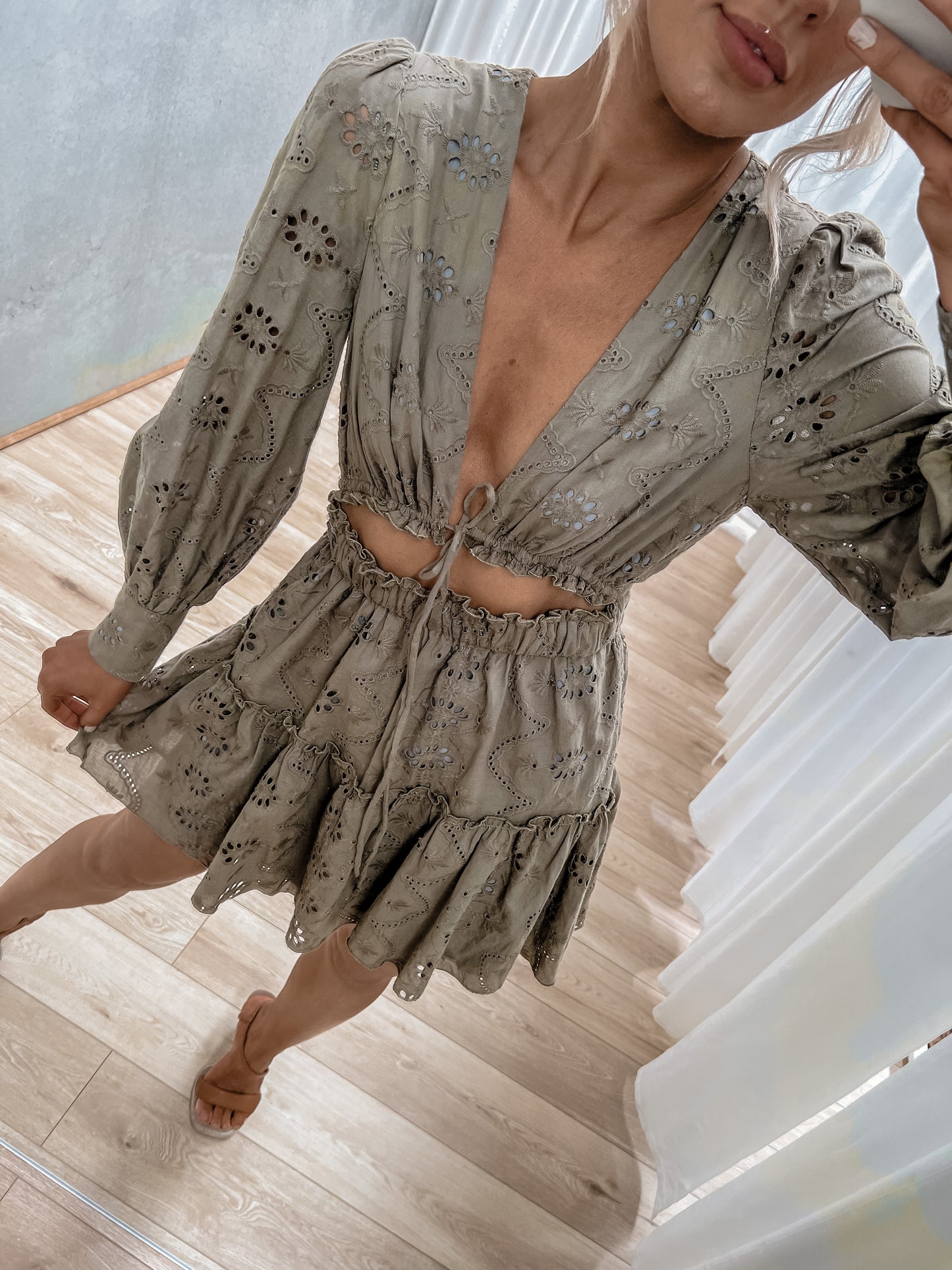 Luna Dress - Khaki Lace