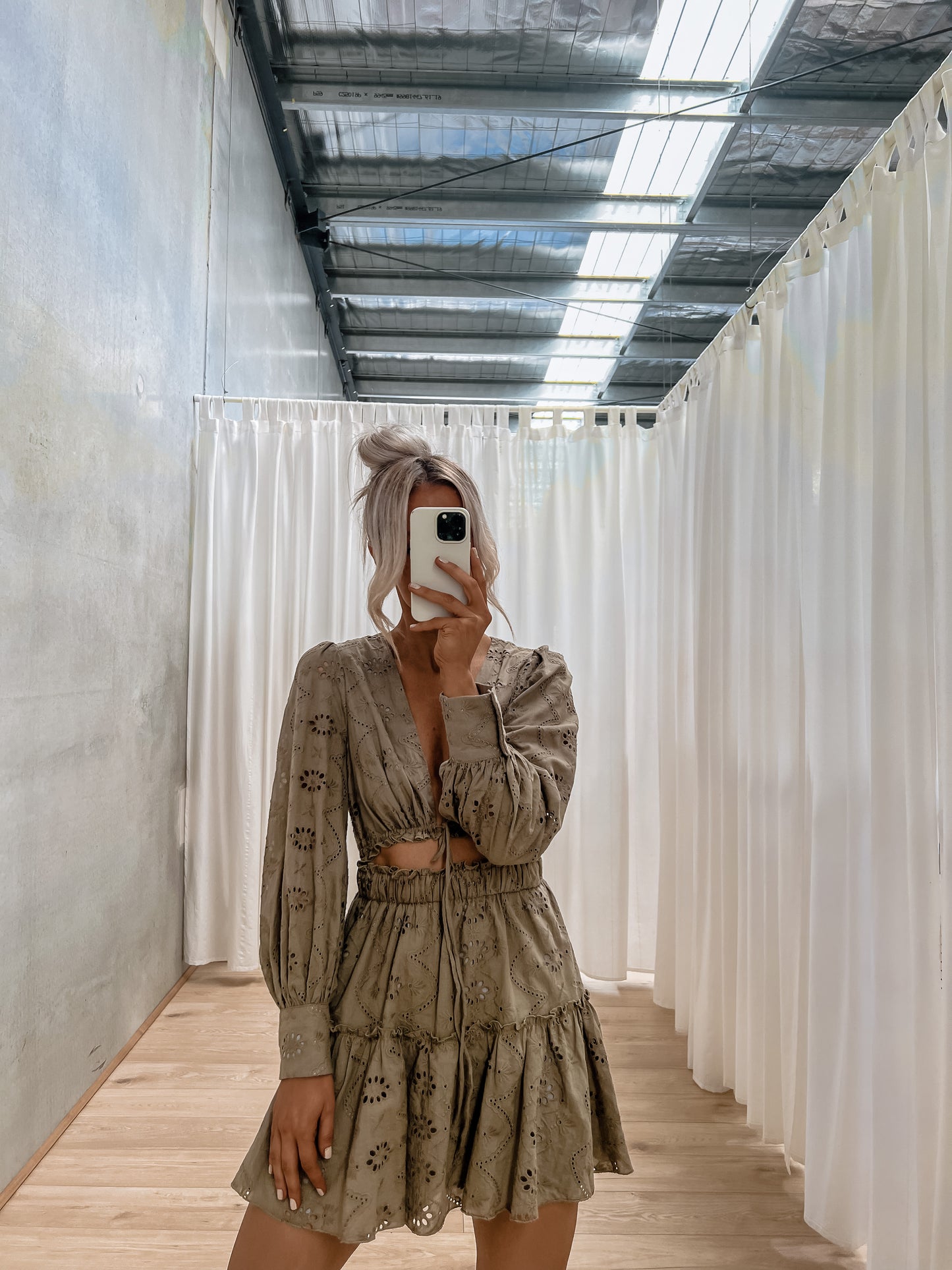 Luna Dress - Khaki Lace