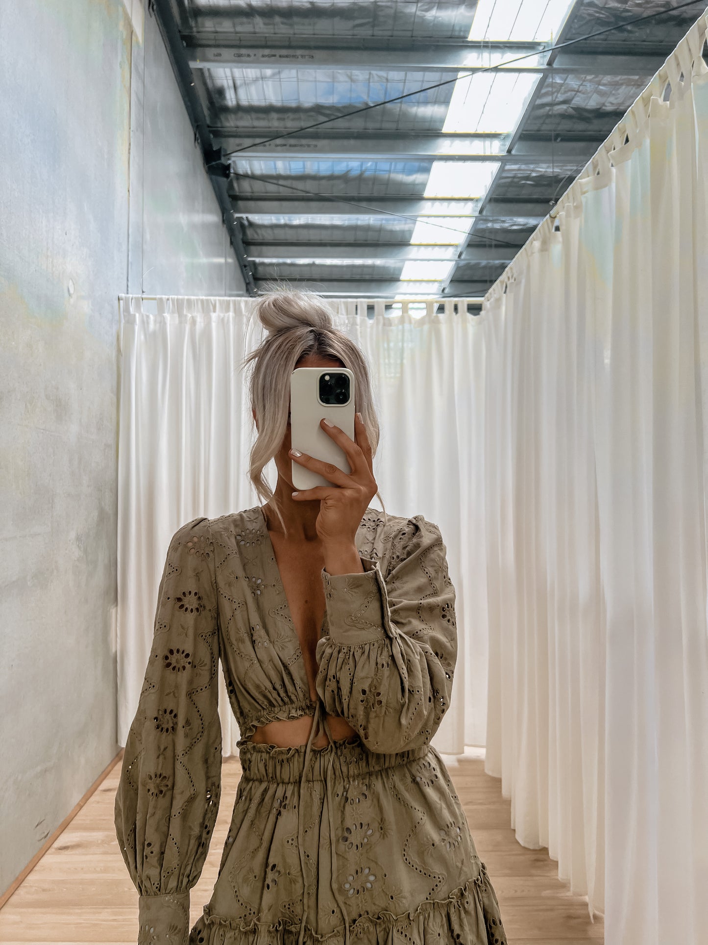Luna Dress - Khaki Lace