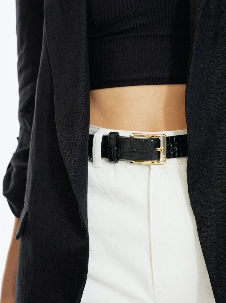 Sinclair Belt Black Croc