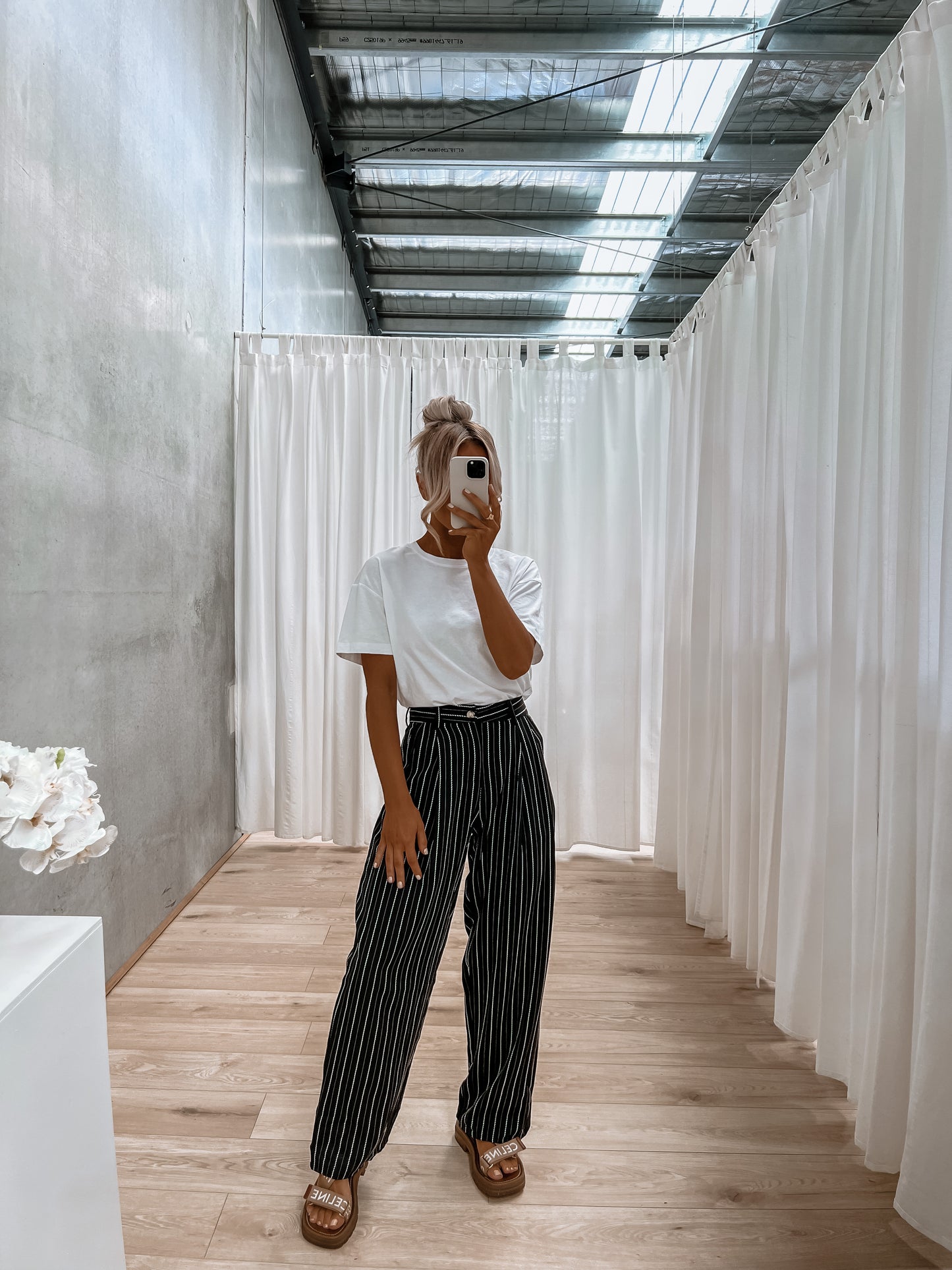 Planca Pant - Black/White Stripe