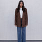 Yanni Oversized Blazer - Chocolate Brown Suede Look