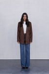 Yanni Oversized Blazer - Chocolate Brown Suede Look