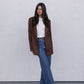 Yanni Oversized Blazer - Chocolate Brown Suede Look