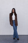 Yanni Oversized Blazer - Chocolate Brown Suede Look