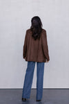 Yanni Oversized Blazer - Chocolate Brown Suede Look