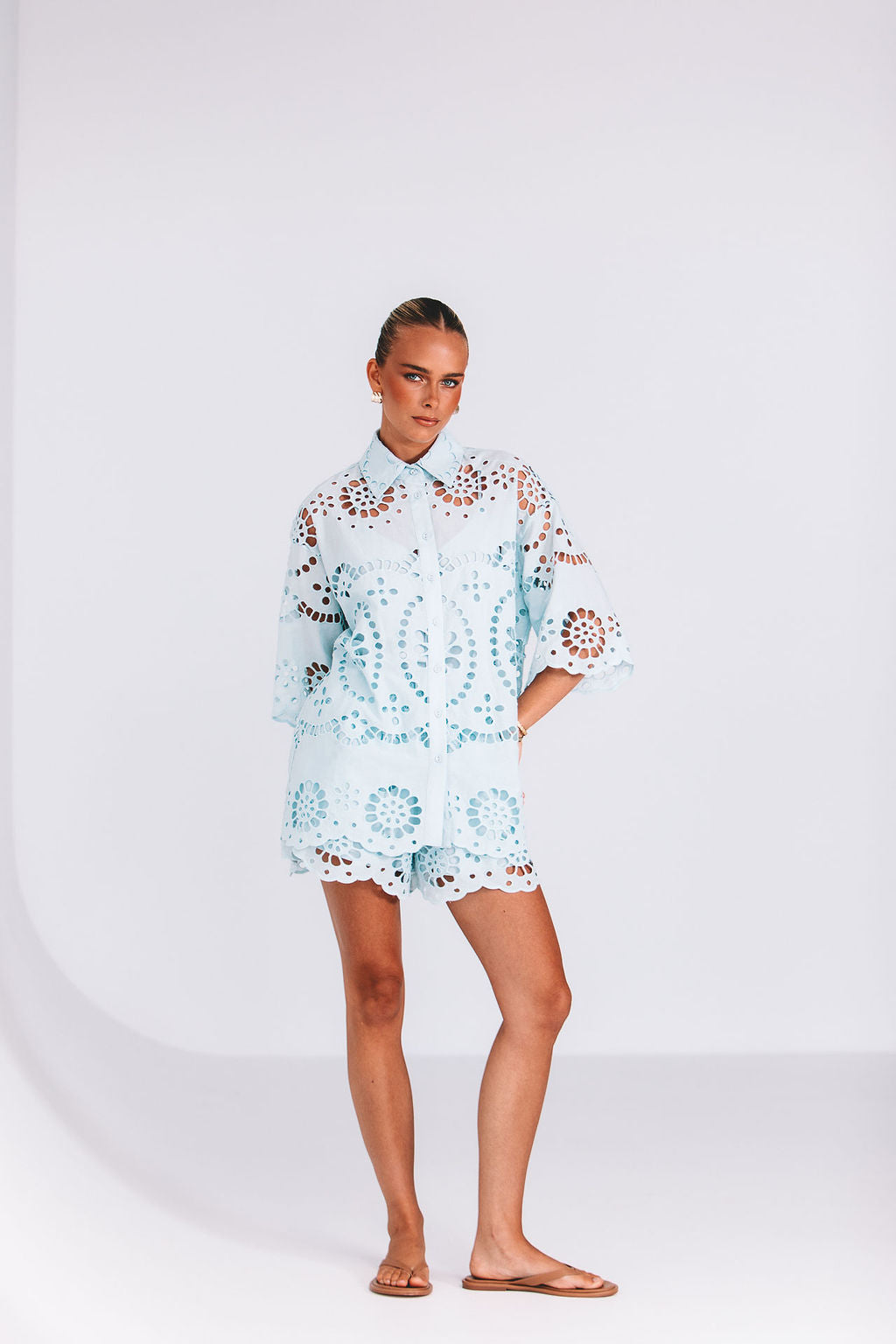 Yueli Short Powder Blue Sicily Lace