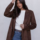 Yanni Oversized Blazer - Chocolate Brown Suede Look