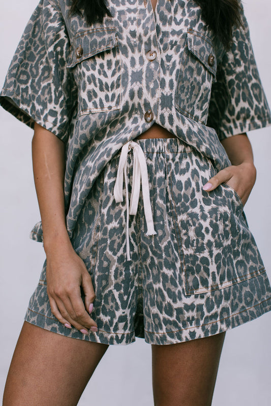 Brittanie Set - Light Leopard Print Denim