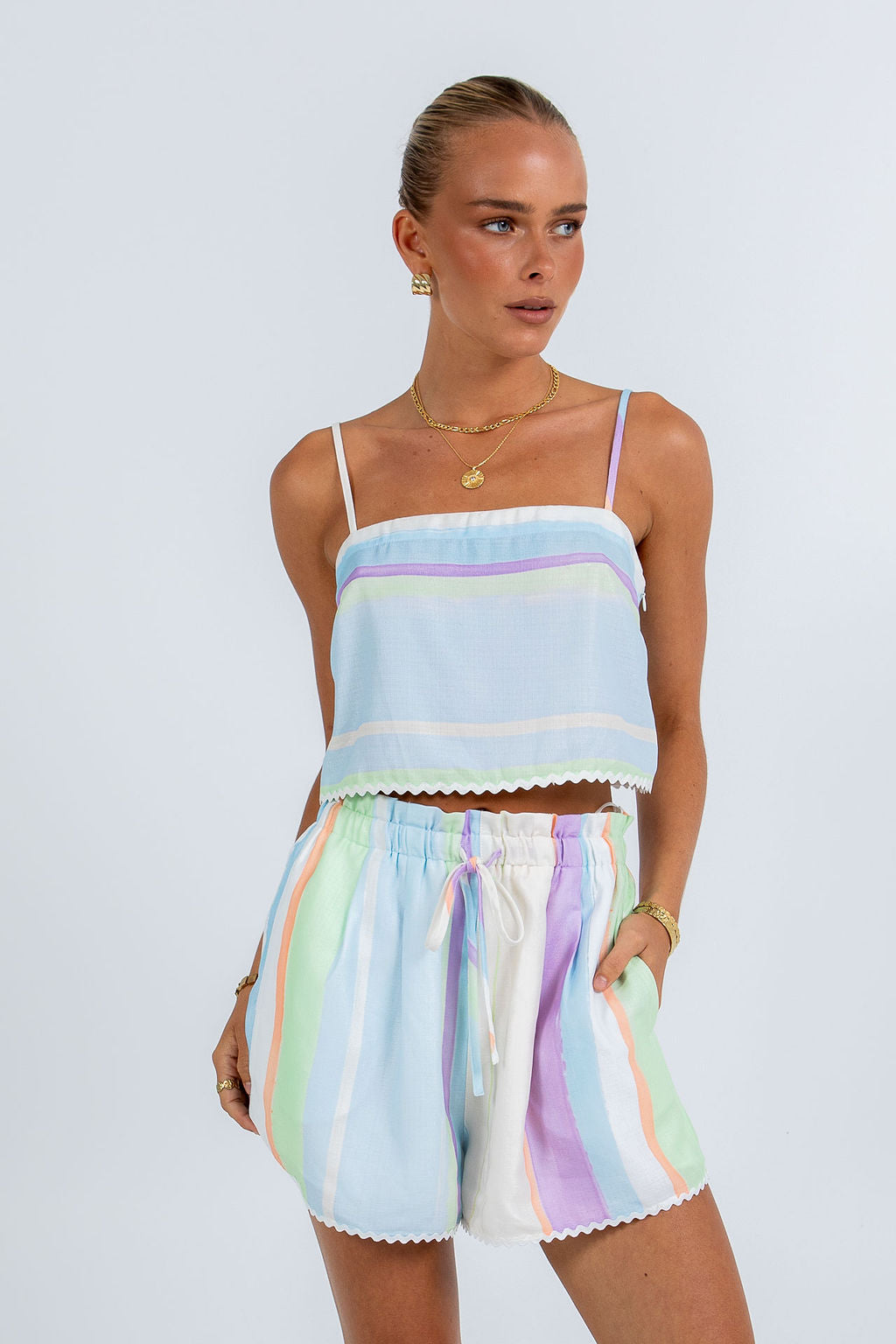 COMING SOON - Tider Cropped Singlet - Virenne Print