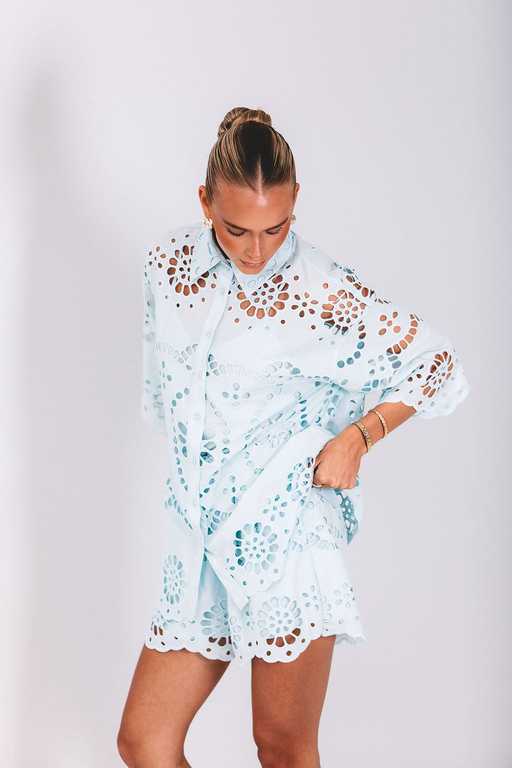 Yueli Short Powder Blue Sicily Lace
