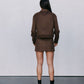 Gracelyn Bomber Jacket - Chocolate Brown Suede Look