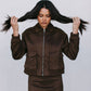Gracelyn Bomber Jacket - Chocolate Brown Suede Look