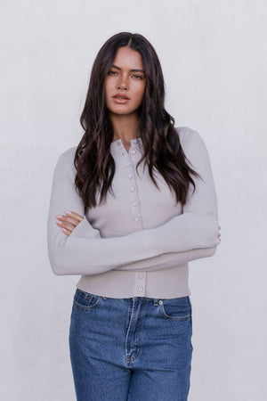 Flinn Knit Top - Oyster Grey