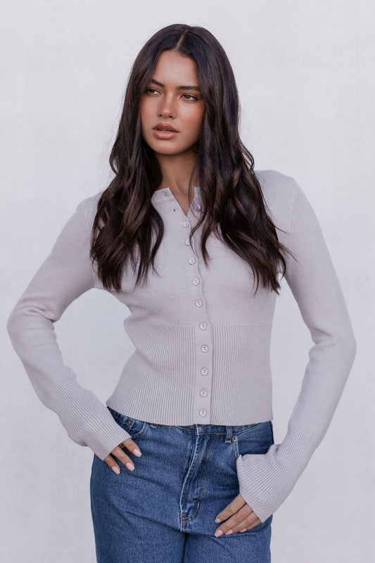 Flinn Knit Top - Oyster Grey