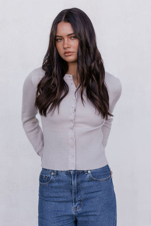 Flinn Knit Top - Oyster Grey