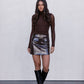 Issy Mini Skirt - Deep Brown Patent