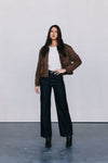 Gracelyn Bomber Jacket - Chocolate Brown Suede Look