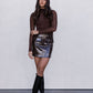 Issy Mini Skirt - Deep Brown Patent