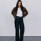 Gracelyn Bomber Jacket - Chocolate Brown Suede Look