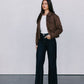 Gracelyn Bomber Jacket - Chocolate Brown Suede Look