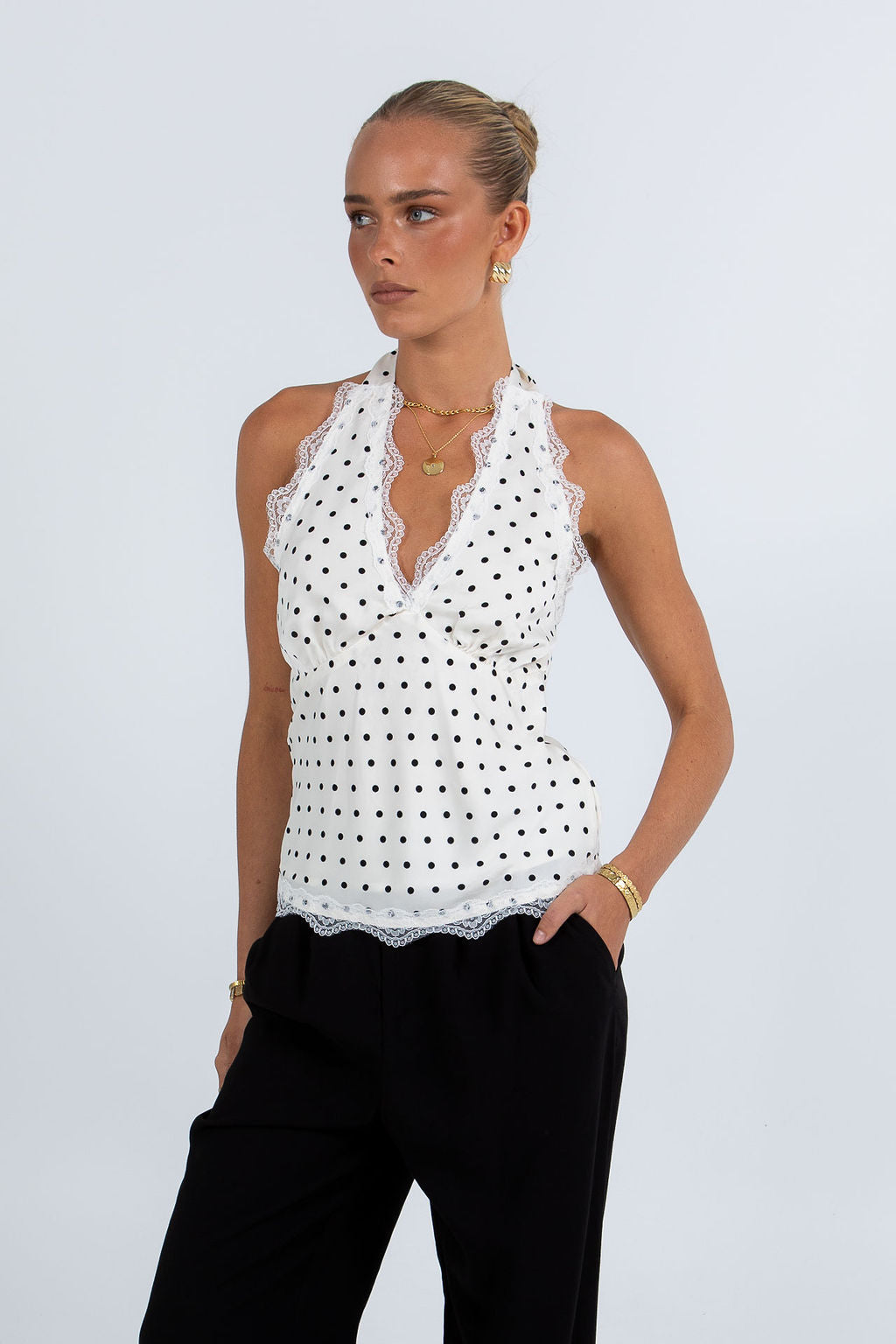 COMING SOON - Banks Top - White/ Black Polka Dot