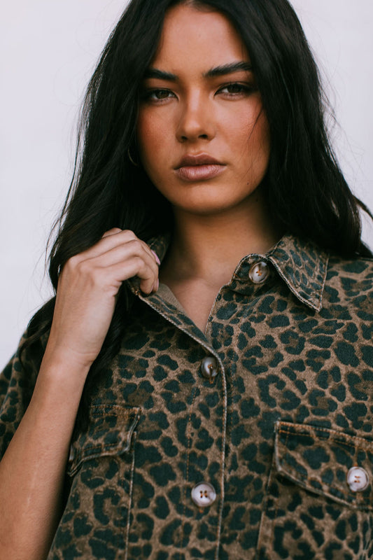 Brittanie Set - Dark Leopard Print Denim