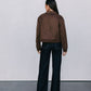 Gracelyn Bomber Jacket - Chocolate Brown Suede Look