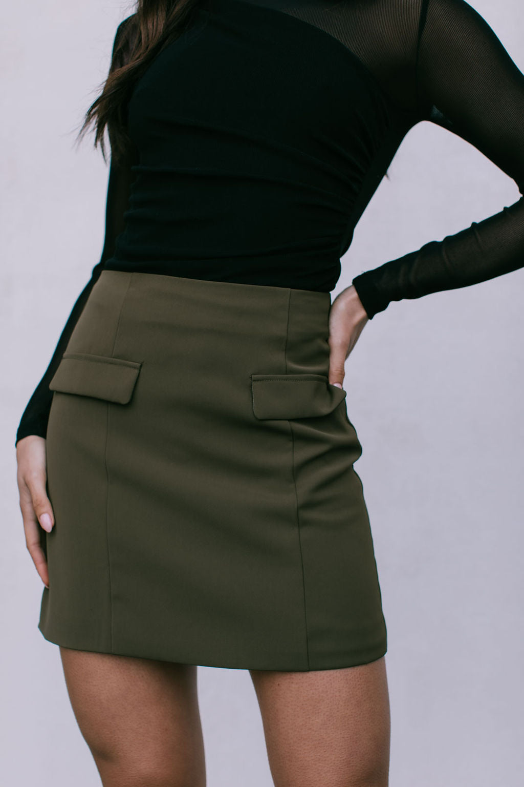 Dixie Mini Skirt Khaki