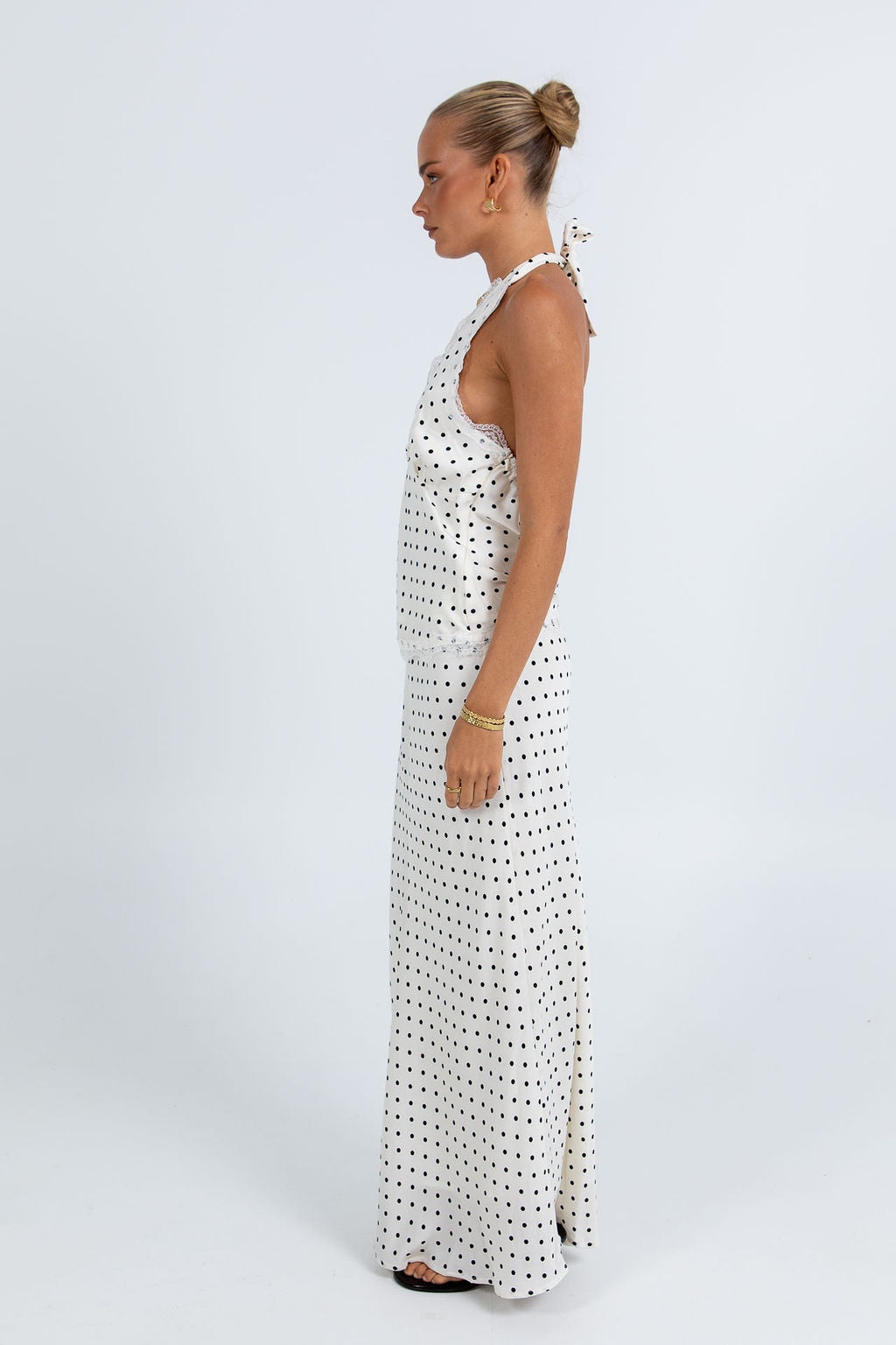 COMING SOON - Clara Maxi Skirt - White/ Black Polka Dot