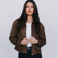 Gracelyn Bomber Jacket - Chocolate Brown Suede Look