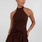 Xena Mini Dress - Chocolate Brown