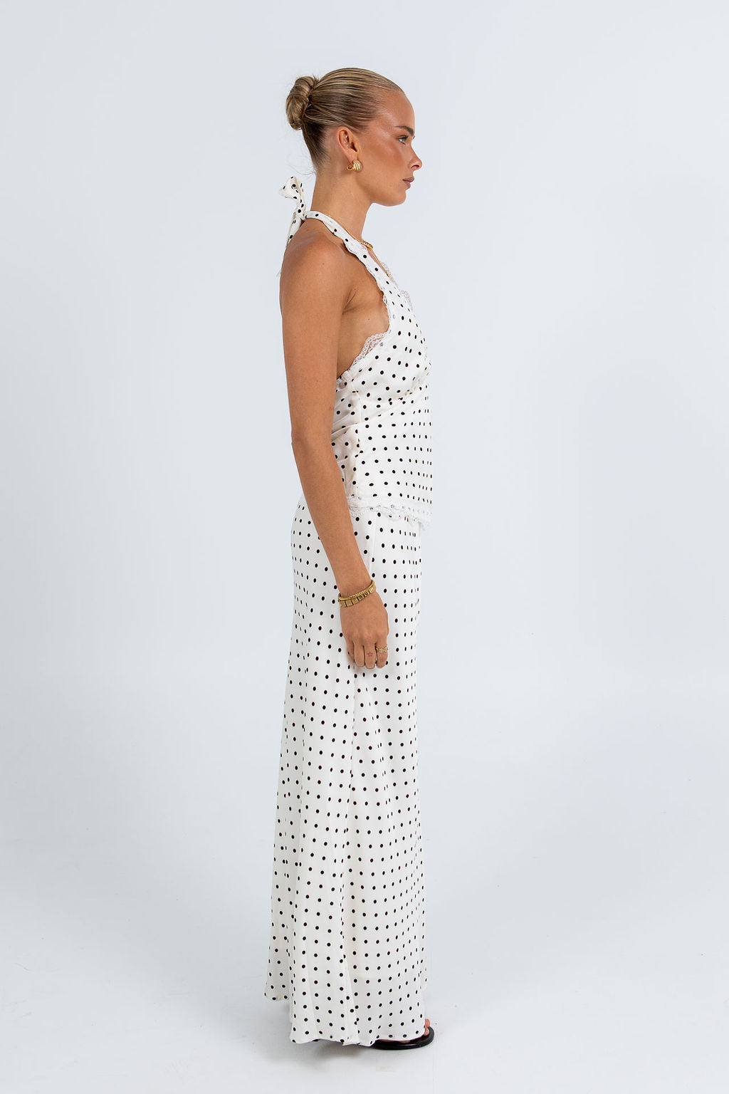 COMING SOON - Clara Maxi Skirt - White/ Black Polka Dot