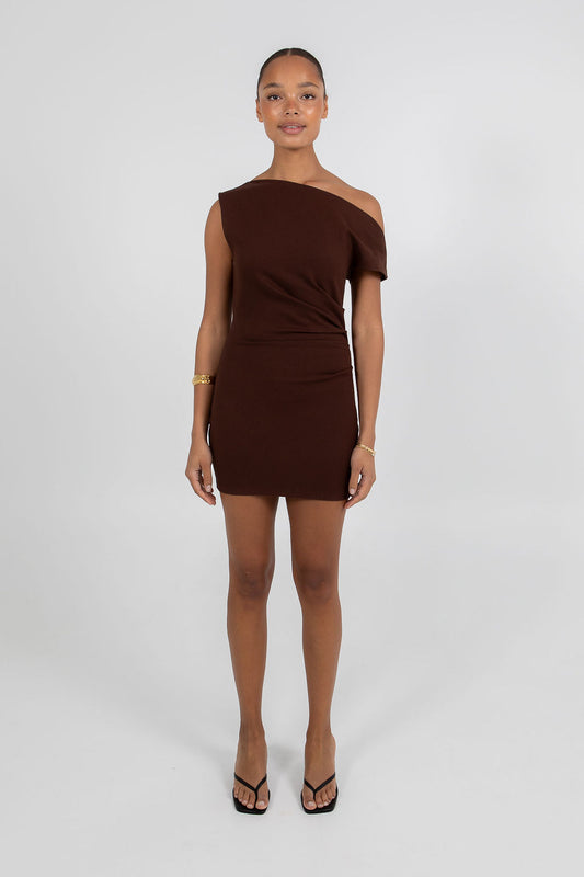 Brydie Mini Dress - Chocolate Brown